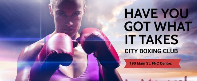 Female Boxer with Determined Expression Promoting City Boxing Club - Download Free Stock Templates Pikwizard.com