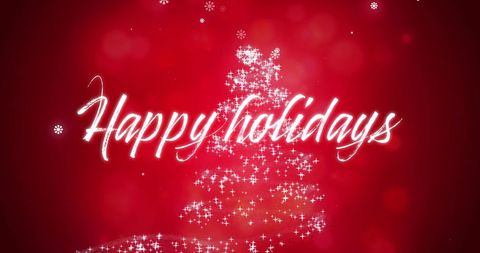 Festive Happy Holidays Greeting with Sparkling Tree Design