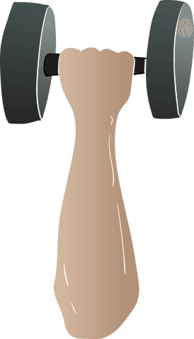 Transparent hand raising dumbbell fitness vector