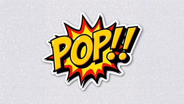 Exploding pop!! comic burst sticker for retro branding, packaging, social graphics