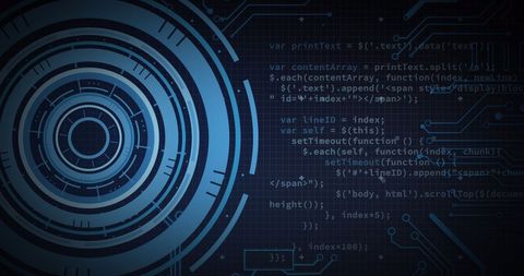 futuristic digital interface with code and data overlay - Download Free Stock Images Pikwizard.com