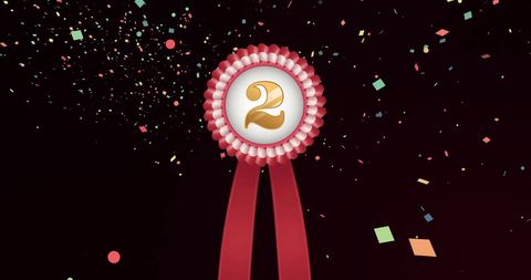 Second Place Award Ribbon with Confetti Celebration - Download Free Stock Images Pikwizard.com
