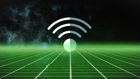 Abstract Wi-Fi Icon with Digital Grid Background