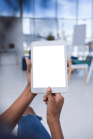 Transparent Screen of Tablet Held by Female Executive in Modern Office - Download Free Stock Videos Pikwizard.com