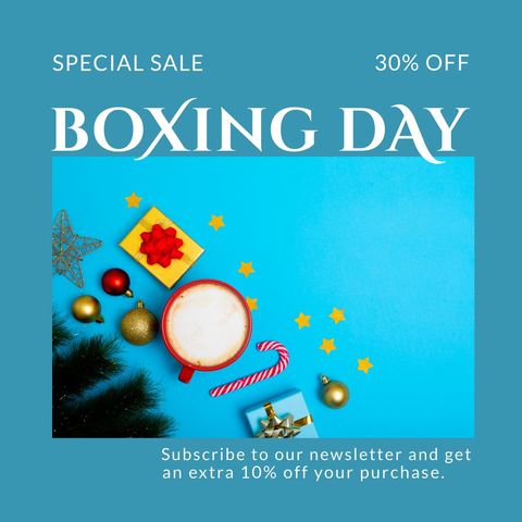 Festive Boxing Day Sale Announcement with Holiday Decorations - Download Free Stock Templates Pikwizard.com