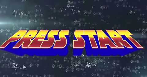 Press start video game concept with mathematics background