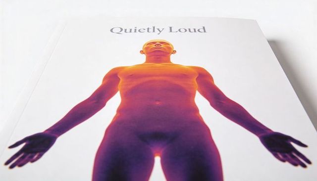 Thermal male silhouette book cover quietly loud heatmap minimalist white graphic design