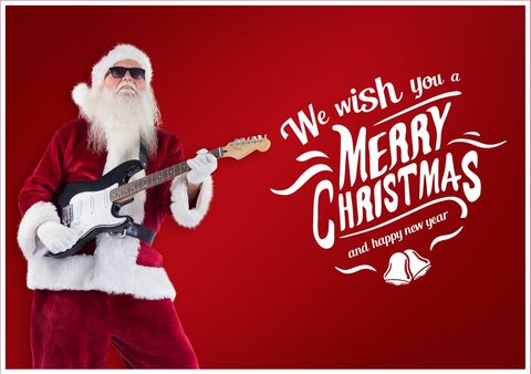 santa claus rocking guitar with merry christmas wishes - Download Free Stock Templates Pikwizard.com