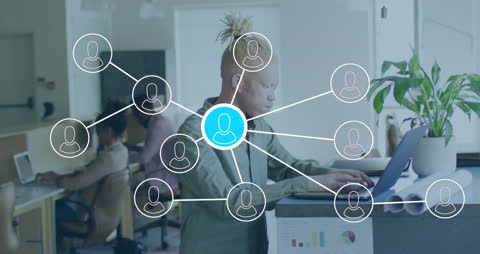 Diverse Workplace with Digital Network Overlay Concept