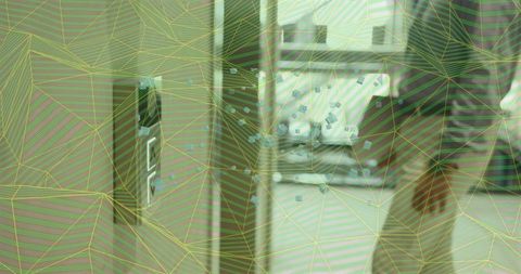 Asian Indian Worker at Security Card Reader in Modern Workplace