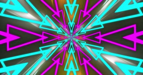 Colorful Neon Arrows Over Light Trails in Motion