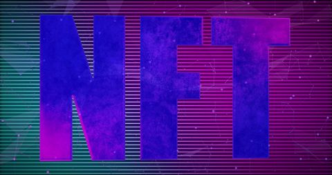 Vibrant nft digital art concept on pink green stripes