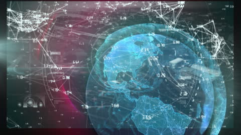 Animated Digital Globe with Network and Data Connections