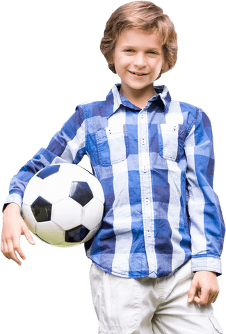 Transparent Young Boy Holding Soccer Ball Smiling Confidently - Download Free Stock Videos Pikwizard.com