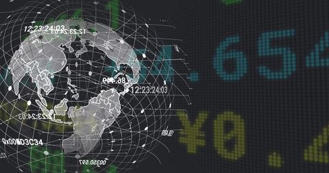 Futuristic Wireframe Globe with Floating Digital Data Elements - Download Free Stock Images Pikwizard.com