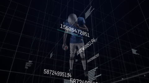 Futuristic Rugby Player with Floating Technology