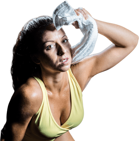female athlete wiping sweat with towel on transparent background - Download Free Stock Videos Pikwizard.com
