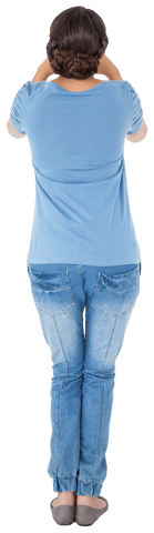 Transparent Background of Woman Shouting with Hands Cupped