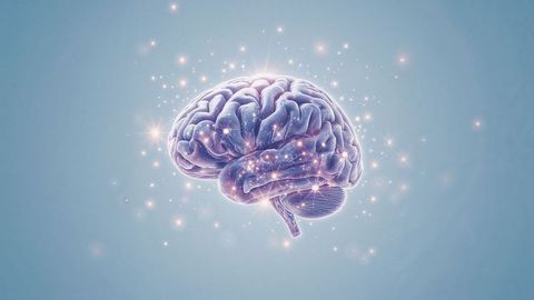 Floating Brain Emitting Glowing Sparks Symbolizing Neural Activity