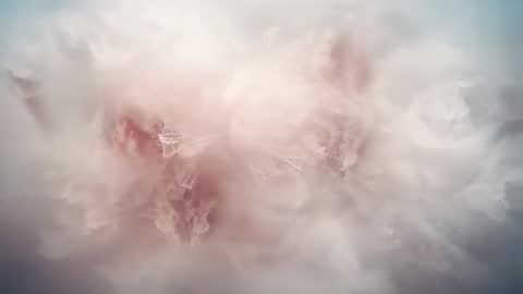 Ethereal Cloud Drifting with Brown Pockets and Filament Webs, Abstract Digital Motion