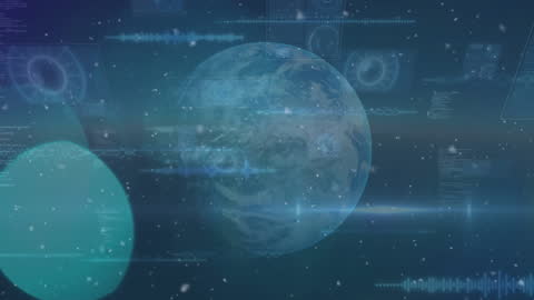 Globe and Digital Network Animation with Data Visuals