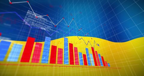 Financial Data and Graph Overlay on Ukraine Flag - Download Free Stock Images Pikwizard.com