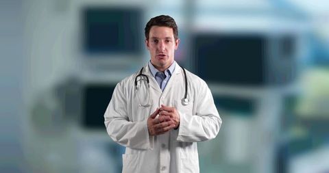 caucasian male doctor in hospital room discussing medical topic - Download Free Stock Images Pikwizard.com