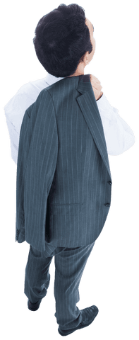 Transparent Clipart of Biracial Businessman Holding Suit on Shoulder