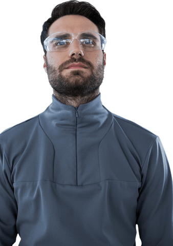 confident man wearing transparent protective glasses for safety - Download Free Stock Videos Pikwizard.com