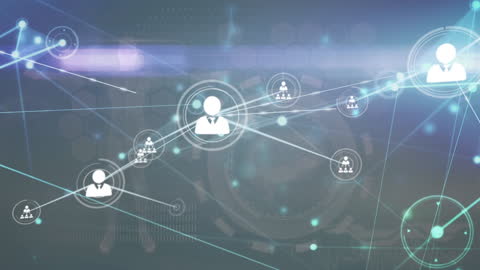 Digital Network Connections in Futuristic Office Space