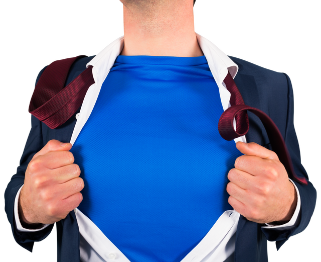 Businessman Opening Shirt Transparent Background Superhero Concept - Download Free Stock Videos Pikwizard.com