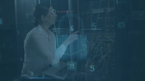 Businesswoman Managing Secure Server Networks for Data Protection