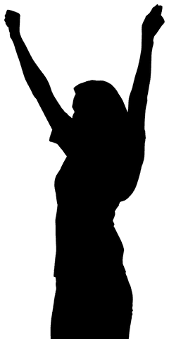 Black silhouette of woman on transparent background in sport pose