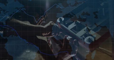 Corporate Professional Analyzing Global Finance Trends with Technology