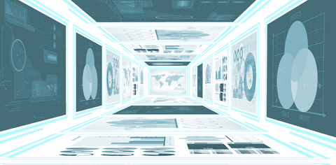 Tunnel of Digital Screens with Diagrams on Transparent Background - Download Free Stock Videos Pikwizard.com