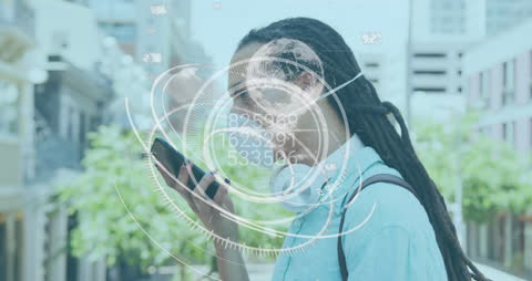 Futuristic Technology Digital Interface Over Smartphone Interaction