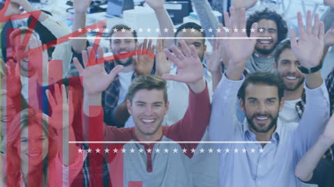 Diverse Team Enthusiasm Blending with Data Visualization Graphics