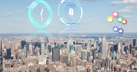 Digital Interaction Infusion in Urban Skylines - Download Free Stock Images Pikwizard.com