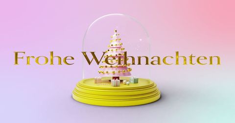 Frohe Weihnachten Greeting with Modern Pink Christmas Tree