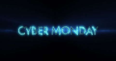 Neon Cyber Monday Sign on Black Background