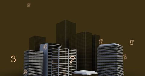 Falling Numbers Over Futuristic Cityscape Illustration