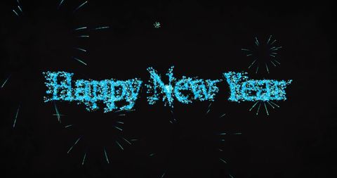 Festive new year's eve fireworks with illuminated greeting