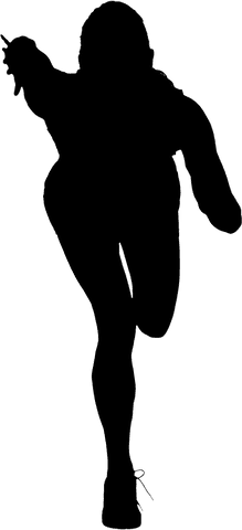 Silhouette of woman running on transparent background for fitness art