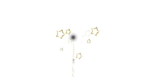 Gold stars and fireworks on minimal white background