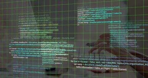 Cybersecurity and Programming Overlay Concept with Hovering Hand