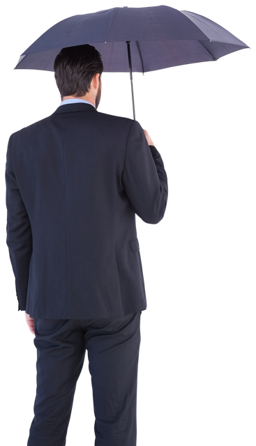 Transparent businessperson in suit holding black umbrella from behind - Download Free Stock Videos Pikwizard.com