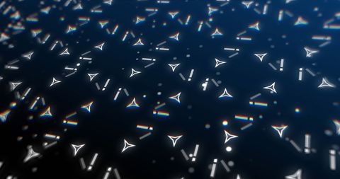 Digital patterns with geometric shapes and vivid distortions