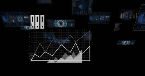 Futuristic Dashboard with Rising Line Chart in Digital Interface