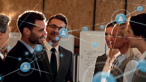 Business Professionals Networking in Modern Office Environment