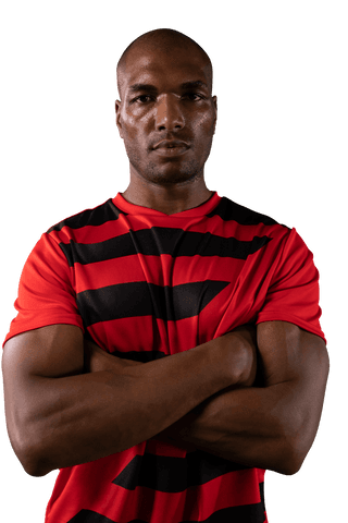 Confident African American Footballer on Transparent Background